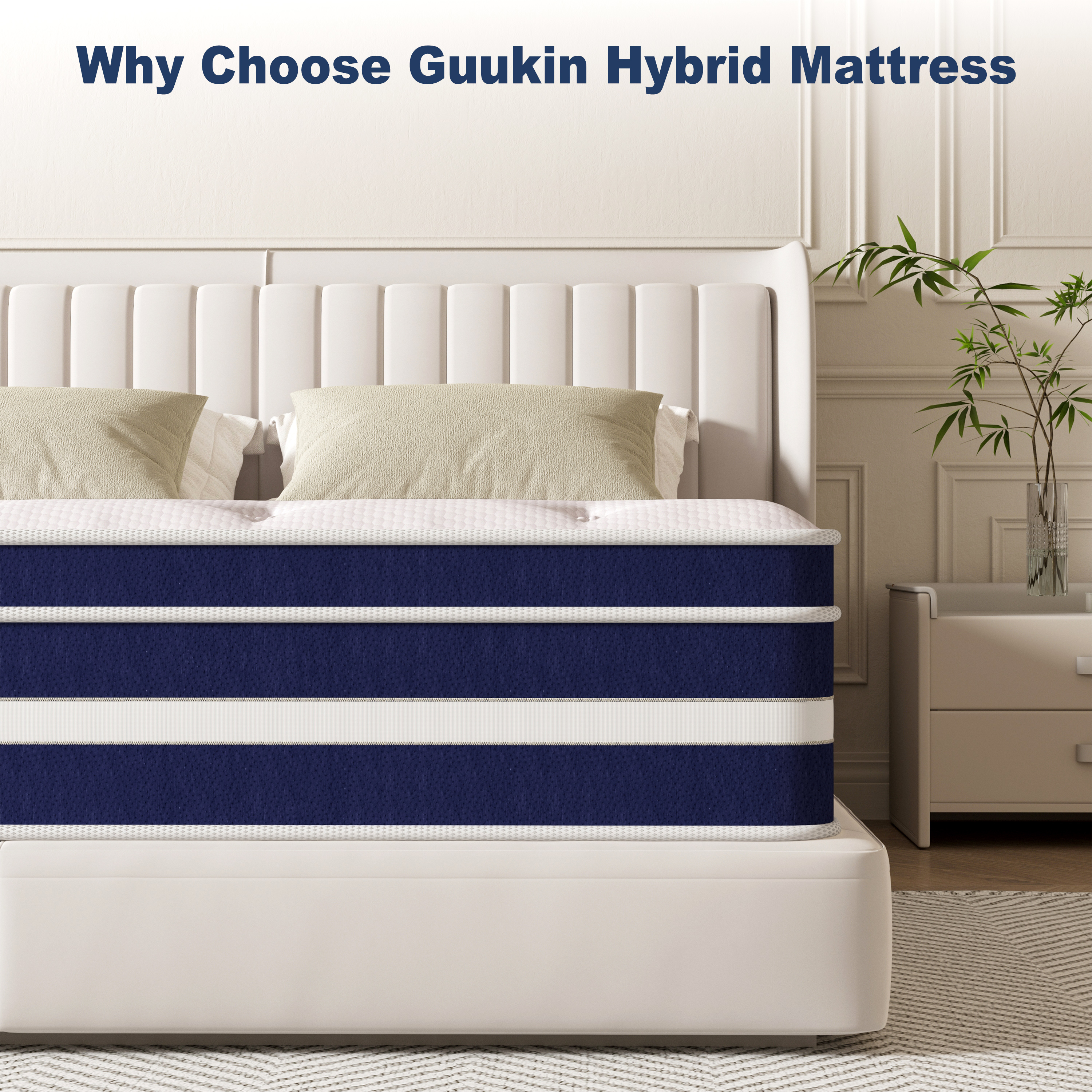 thumbnail video image 2 of GUUKIN 12 inch Queen Mattress , Memory Foam & Spring Hybrid Medium Comfort Queen Size in a Box,Adult, 2 of 11