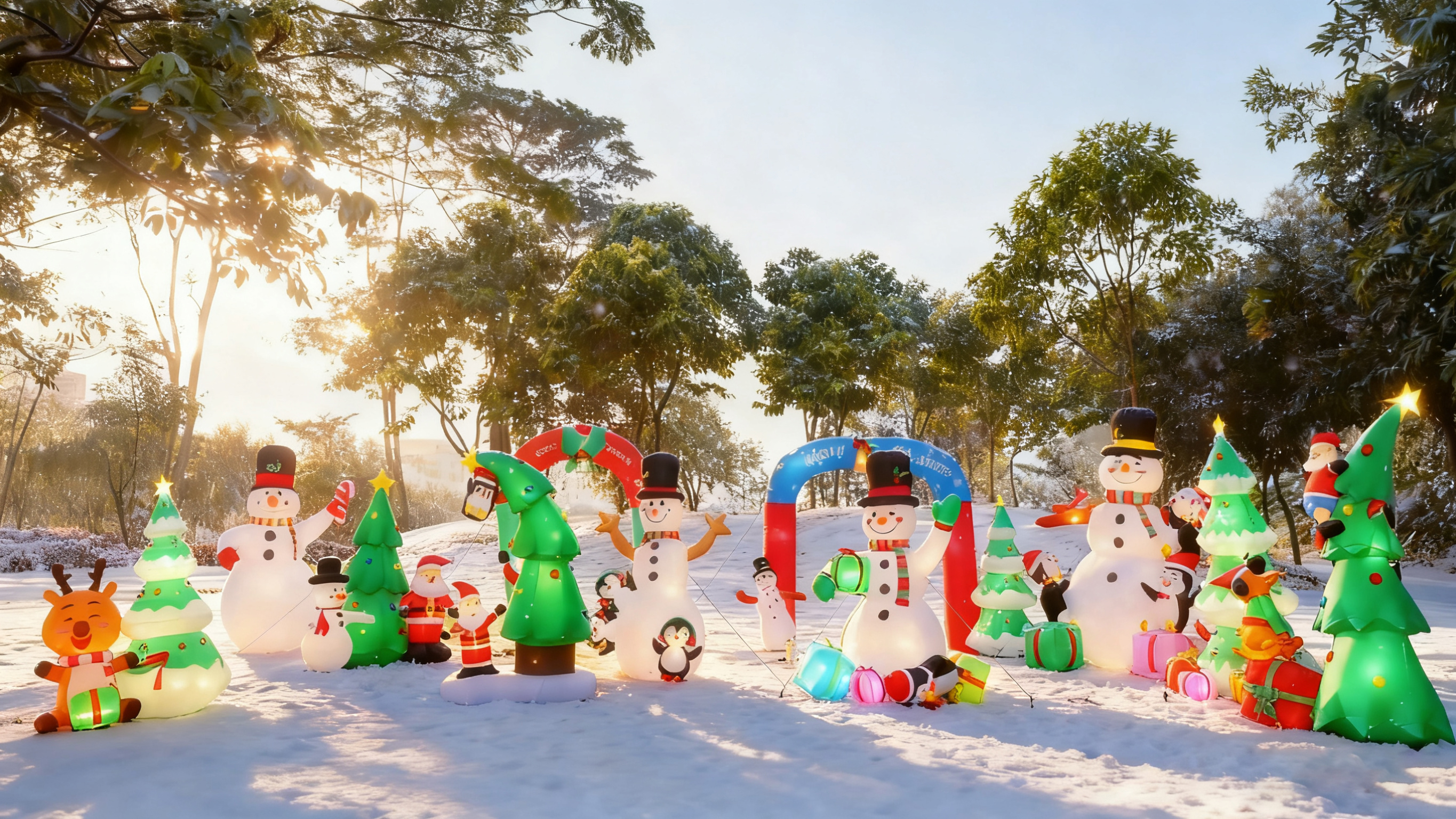 thumbnail video image 2 of LOOKFLY 8 ft Giant Christmas Snowman Inflatable Outdoor Decoration with Build-in Multicolor LEDs, Blow Up Inflatables for Xmas Party Garden Patio Lawn, 2 of 8