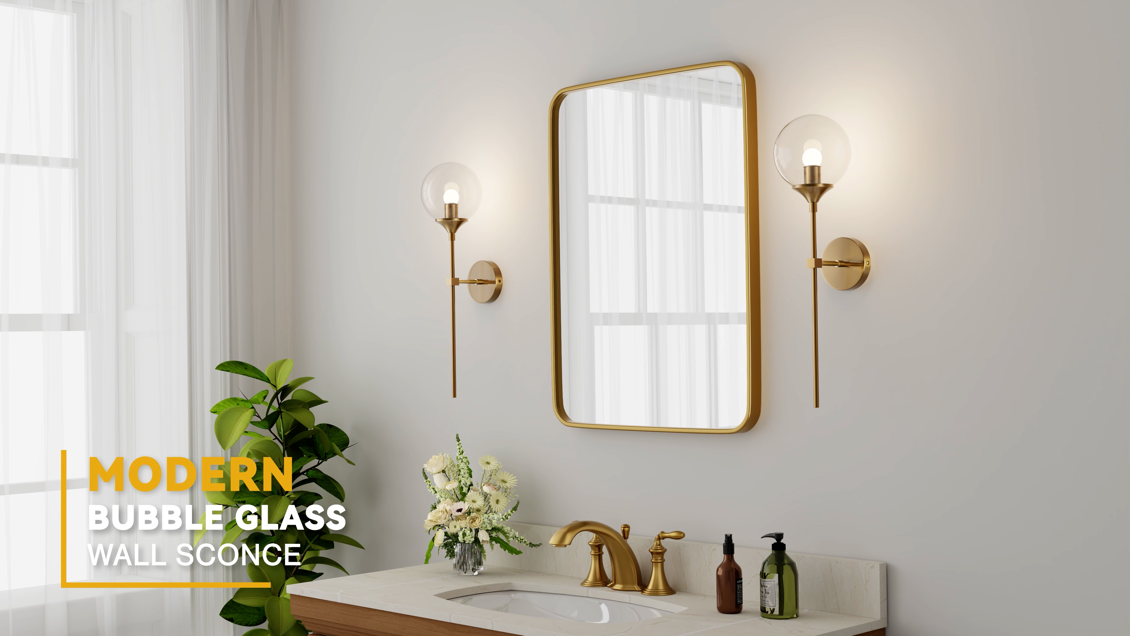 thumbnail video image 2 of KCO Lighting Clear Bubble Glass Wall Light Modern Globe Round Sconces Wall Sconce, 2 of 8
