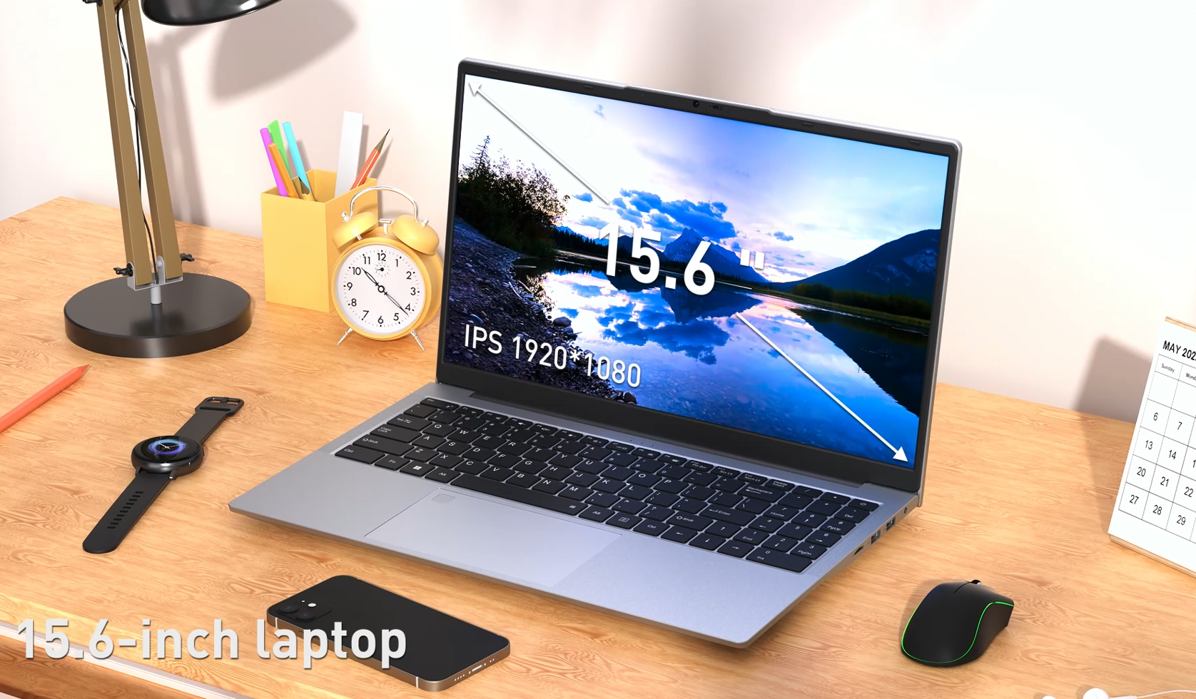 thumbnail video image 2 of Auusda 15.6" Business Laptop AMD Ryzen 3250C 16GB DDR4 RAM 512GB NVMe SSD, Windows 11 Pro Student Notebook Computer, Backlight, Fingerprint, Silver, 2 of 12