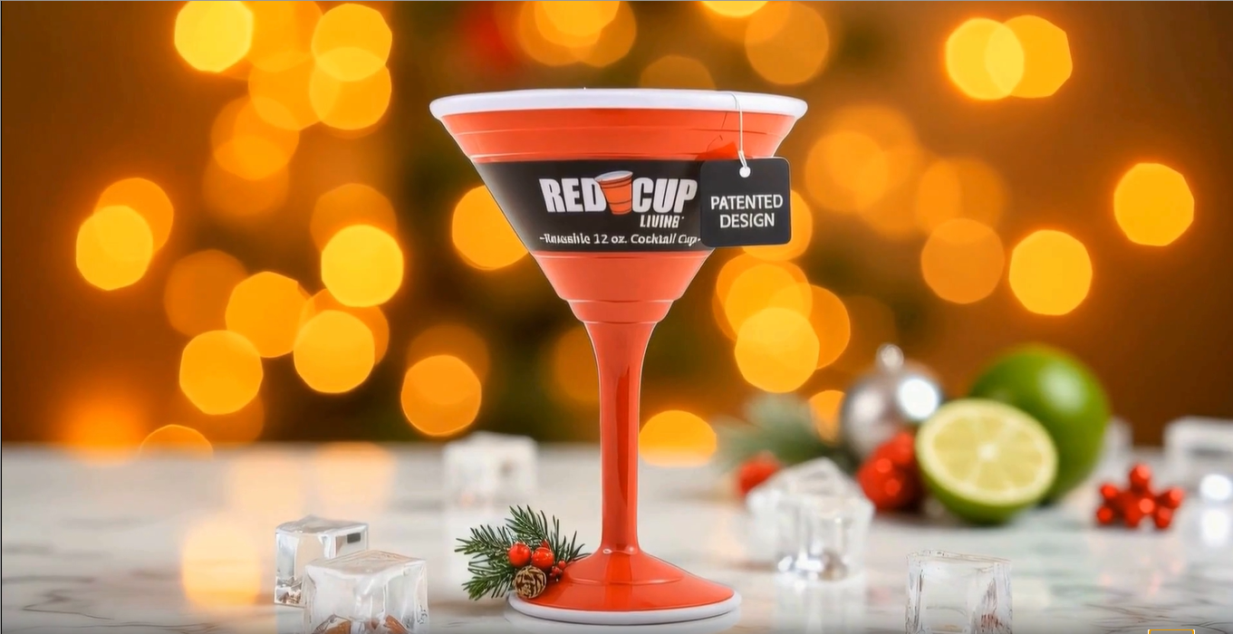 thumbnail video image 2 of Reusable Red Plastic Stemmed Cocktail Glasses, 12 oz, Party Drinkware Set of 1, 2 of 12
