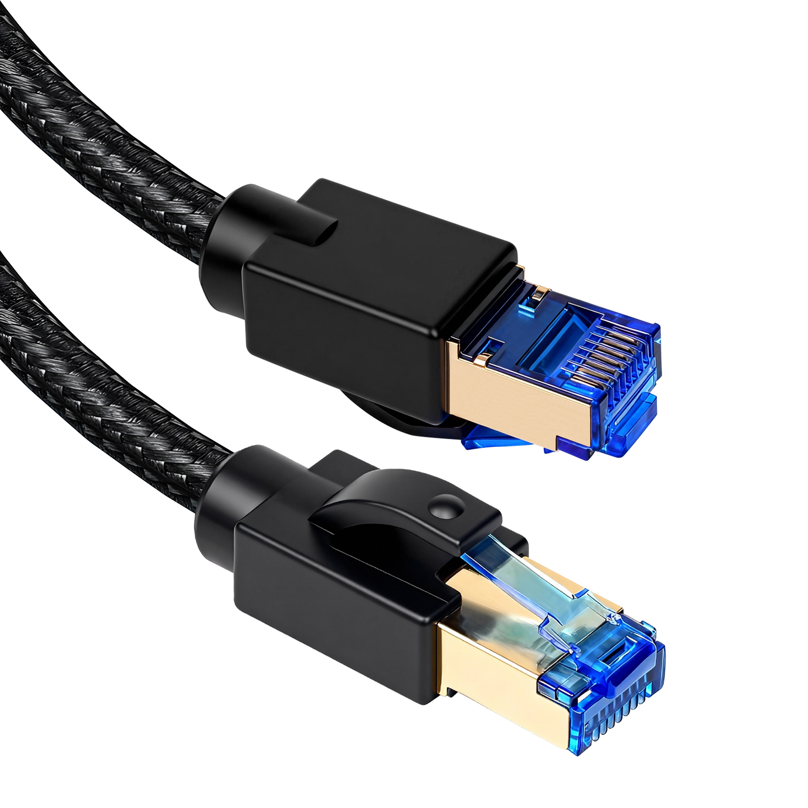 thumbnail video image 2 of Cat8 Ethernet Cable 2ft, High Speed Braided 40Gbps 2000Mhz Network CCat8 RJ45 Shielded Indoor Heavy Duty LAN Cables Compatible for Gaming PC PS5 Xbox Modem Router, 2 of 9