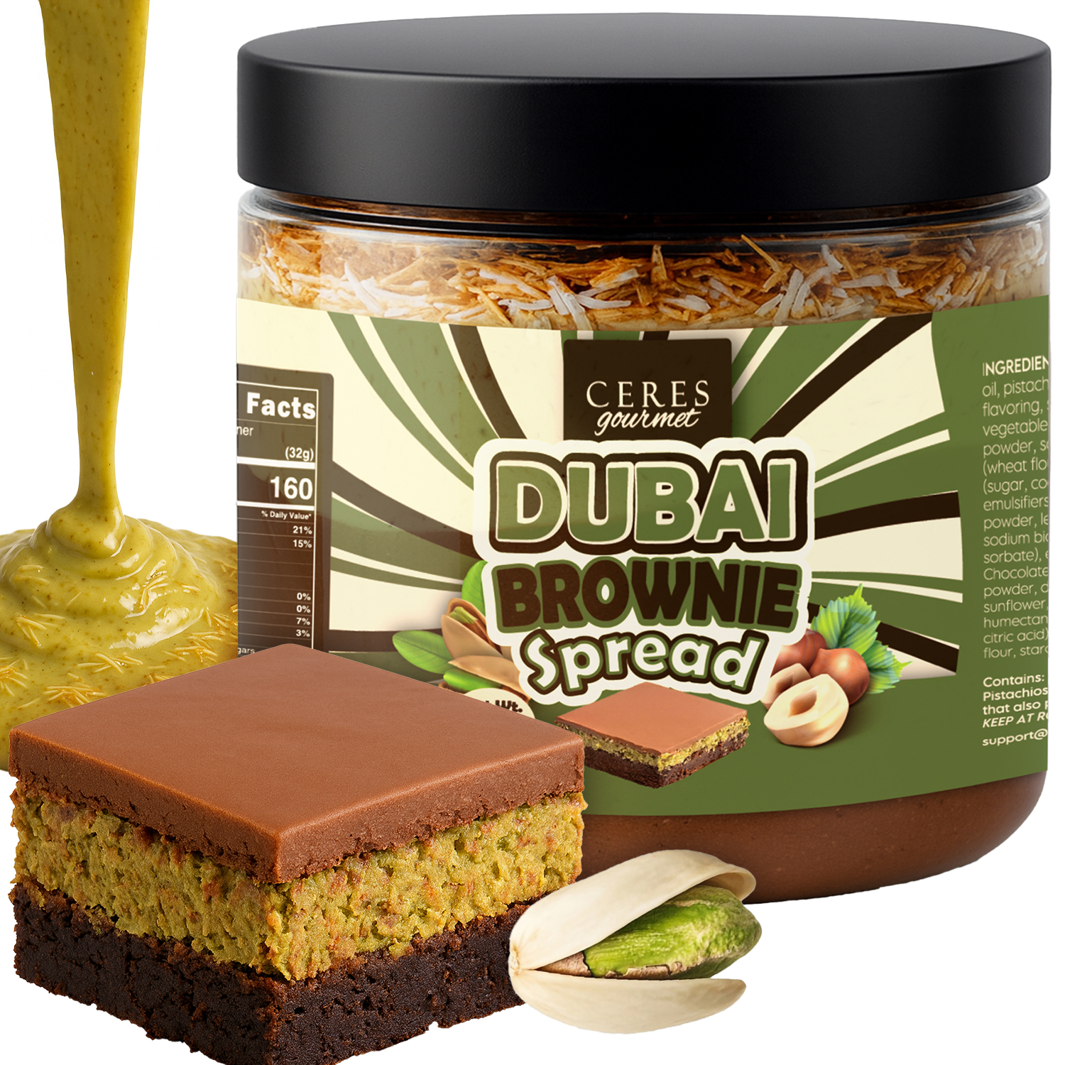 thumbnail video image 2 of Ceres Gourmet Pistachio Butter Spread, Roasted Chocolate Pistachio Kataifi Brownie - 14.1 oz, 2 of 11