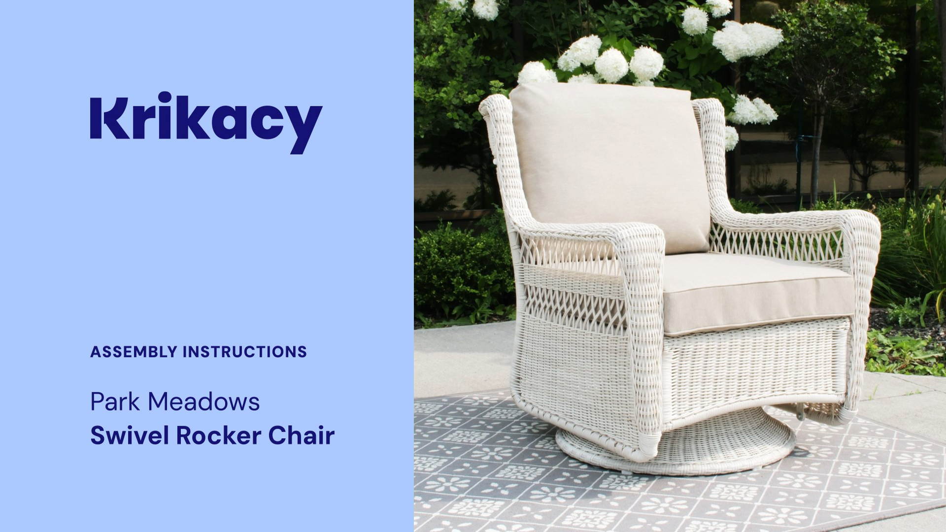 thumbnail video image 2 of Patio Rocking Chairs Set of 2,High Back Outdoor Swivel Glider Chair Wicker Rocker Weather Resistant Patio Furniture with Cushion,380LBS, 2 of 8