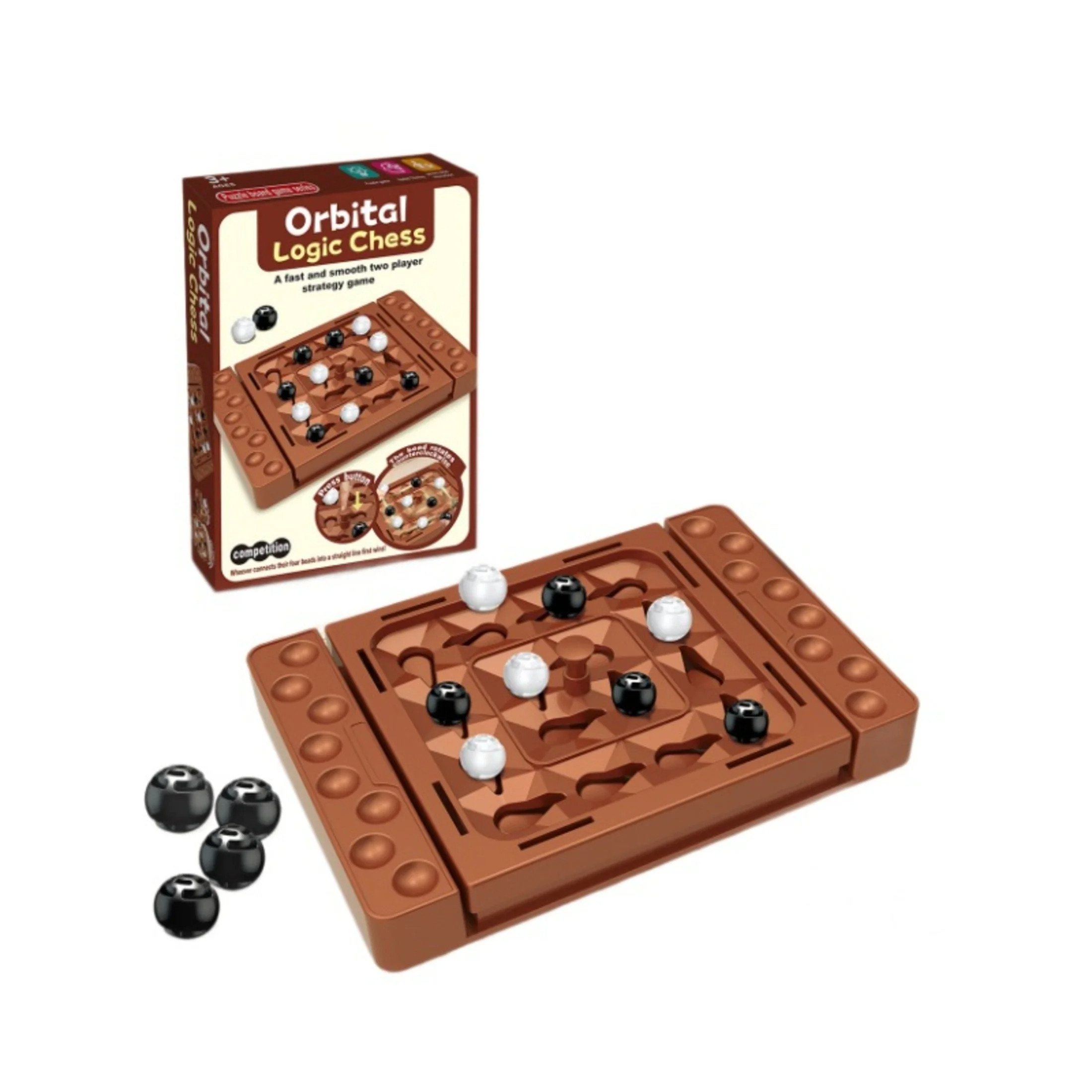 thumbnail video image 2 of Funtogether Toys Strategy Board Game, Rotating 4 in a Row Logic Puzzle with Storage, Two Player Brain Teaser Game for Kids and Family, 2 of 8