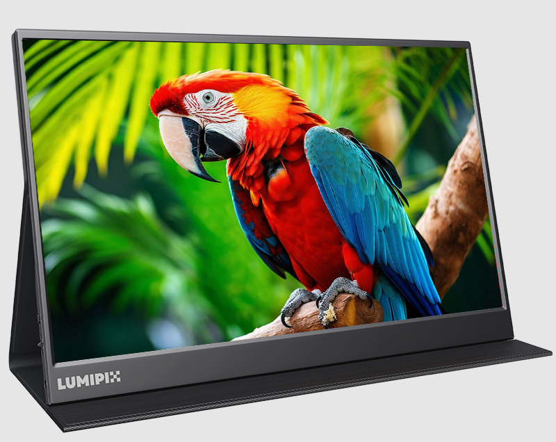 thumbnail video image 2 of Portable Monitor 15.6 Inch 1080P FHD IPS Gaming Display Monitor with USB-C & HDMI Light Weight Ultra-Slim External Second Screen with Smart Cover & Speakers for Laptop，PC, Mac, Phone, PS5, Switch, 2 of 8
