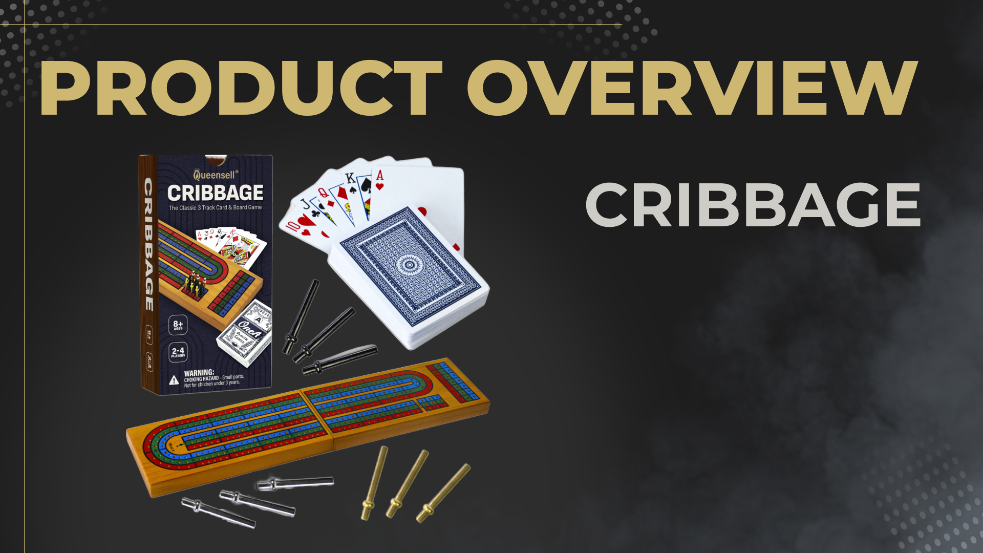 thumbnail video image 2 of Cribbage Board Game Set with Storage - Classic Game Travel Cribbage Board with Wooden Card Storage for Adults & Kids - Ideal for Game Night, 2 of 10