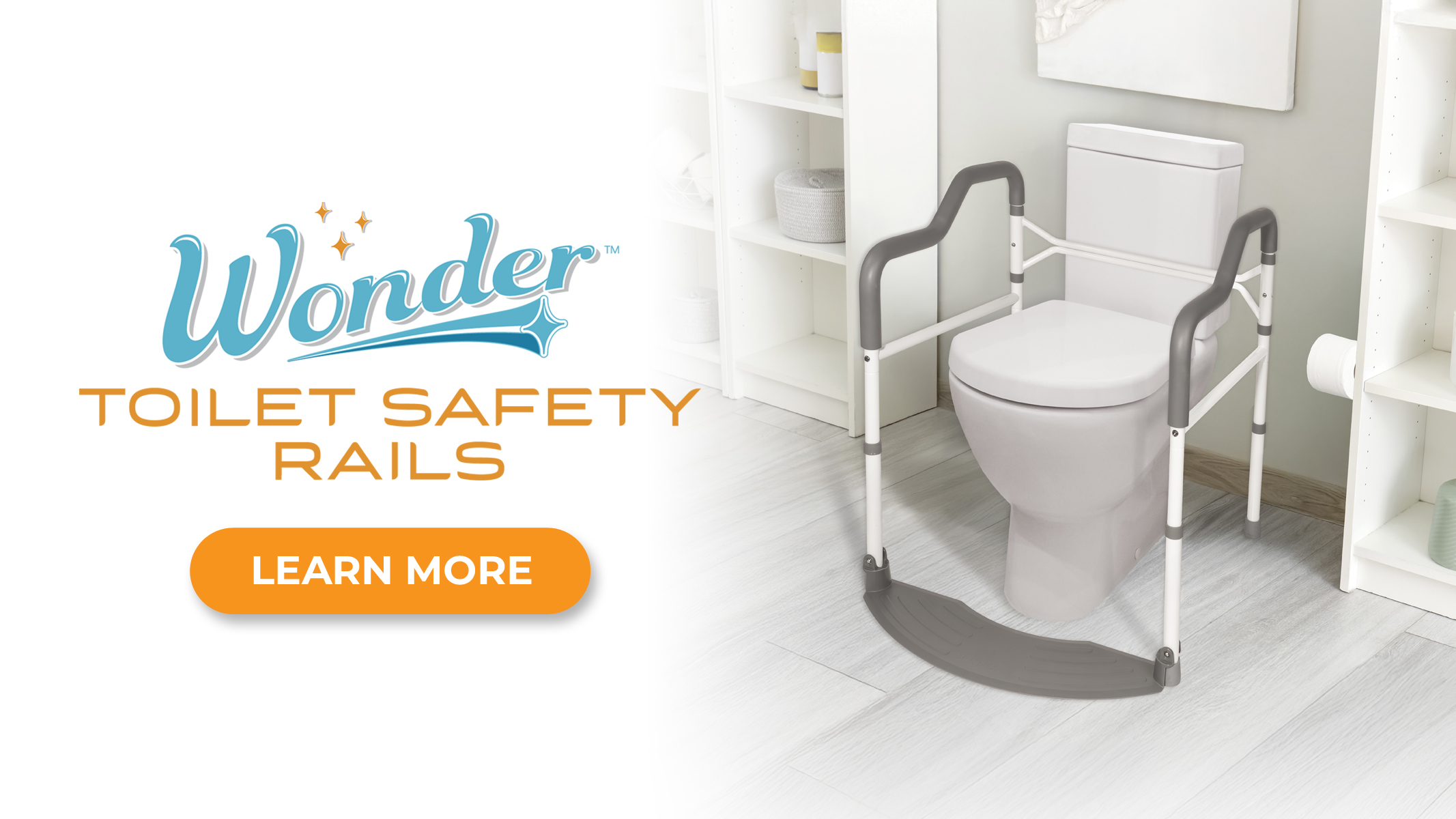 thumbnail video image 2 of Stander Wonder Toilet Safety Rails for Seniors, Adjustable Detachable Toilet Frame with Padded Handles for Elderly Adults, Foldable Handicap Support Rail with Footrest, Fits any Toilets, 2 of 9