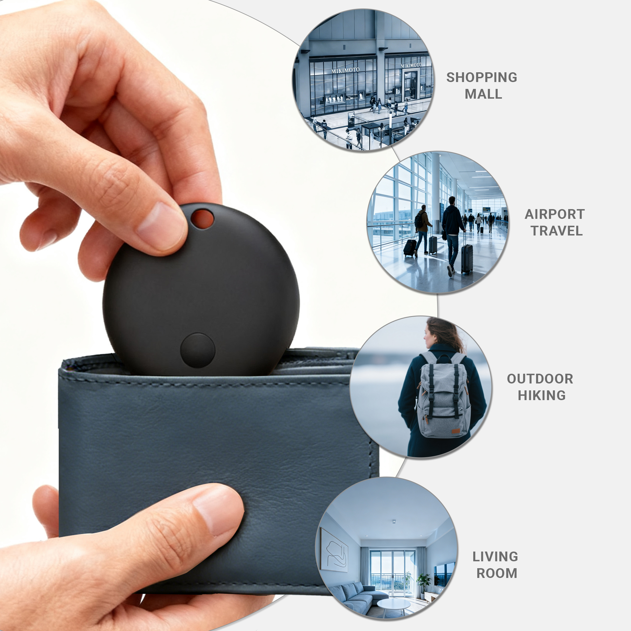 thumbnail video image 2 of Air Tracker Tag (Android Only), Bluetooth Tracking Device, Item Finder Key Locator, Works with Google Find Hub, Smart Tag for Vehicle/Luggage/Wallet, No Monthly Fees Black 1 Pack, 2 of 7