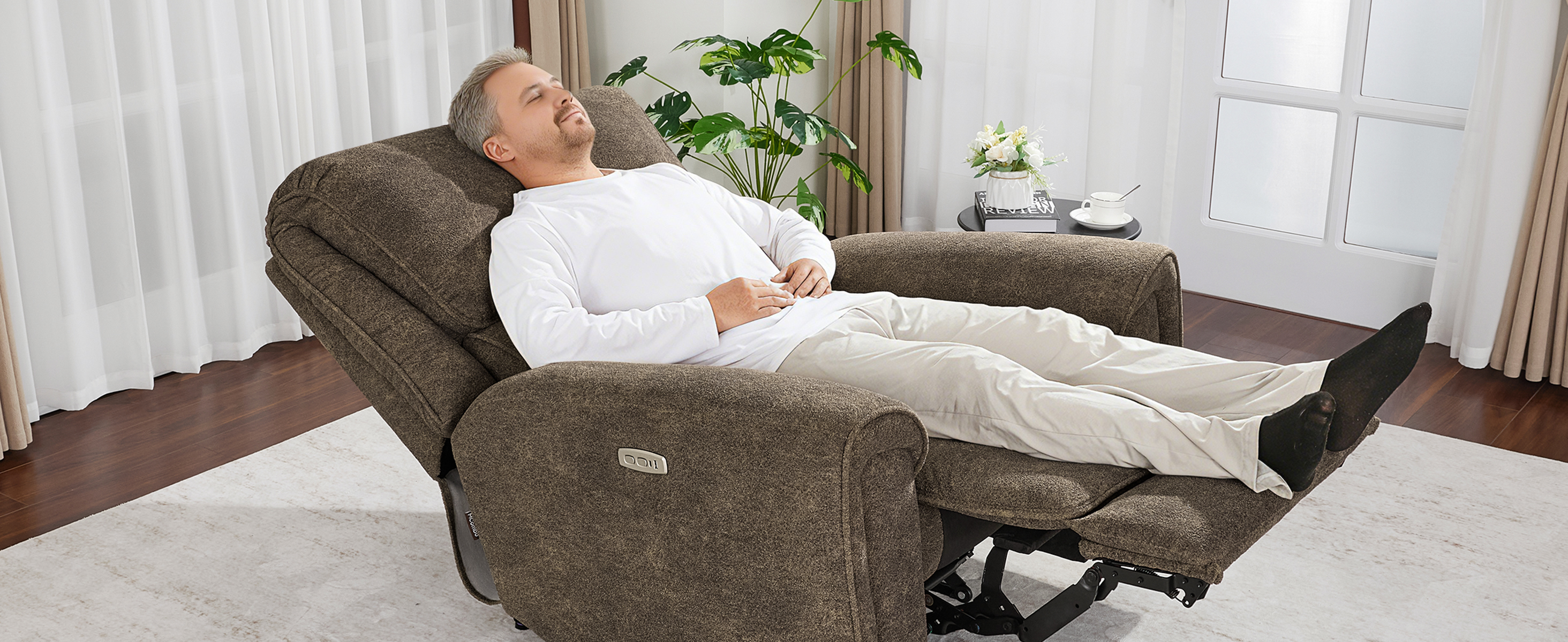 thumbnail video image 2 of MCombo Recliner Chair, 400lbs Capacity, Swivel, Dark Grey, 2 of 10