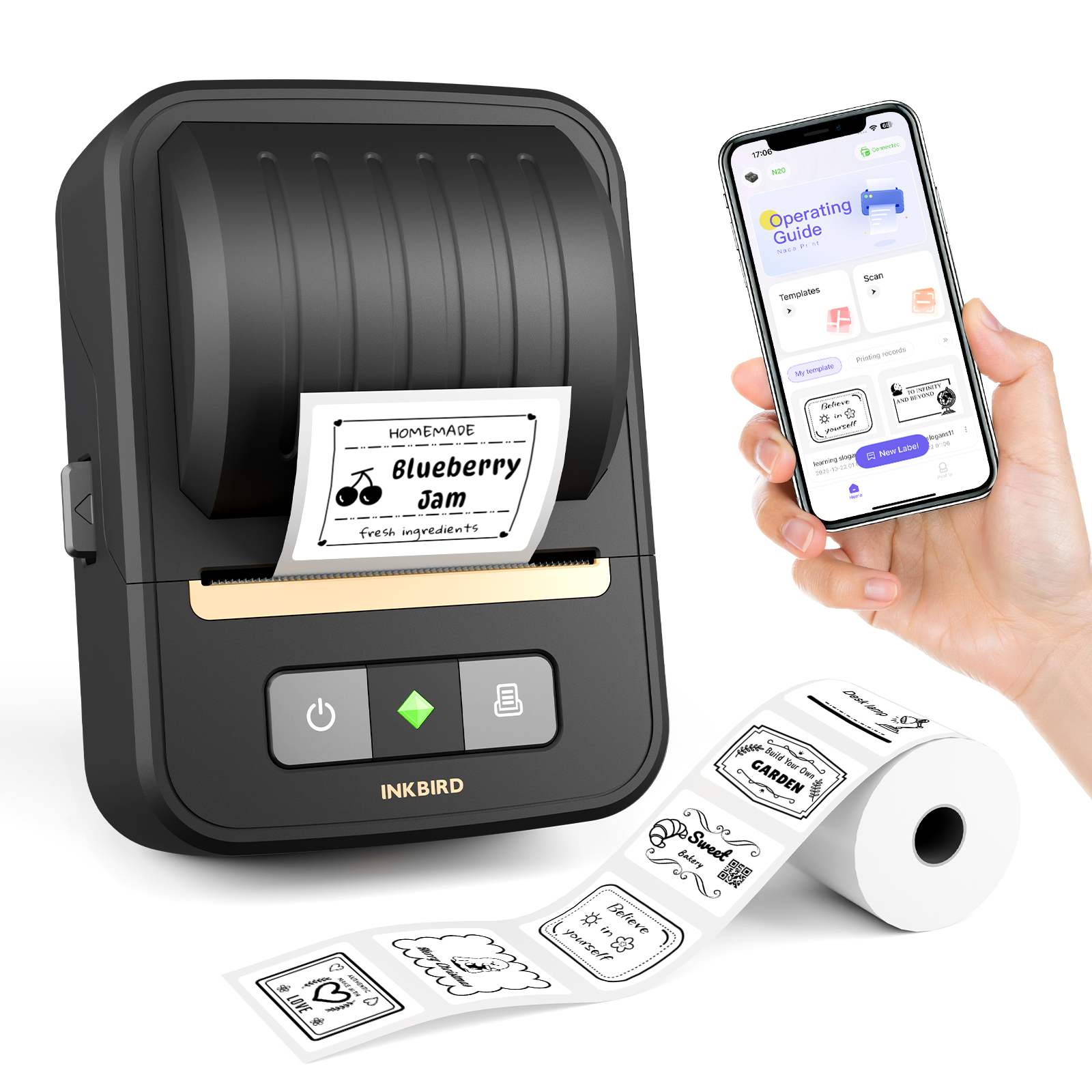 thumbnail video image 2 of INKBIRD  Bluetooth Portable Label Maker Machine, Thermal Printer for 3/4" to 2" Labels, Wireless Sticker Printer for Home, Office, School, 2 of 13