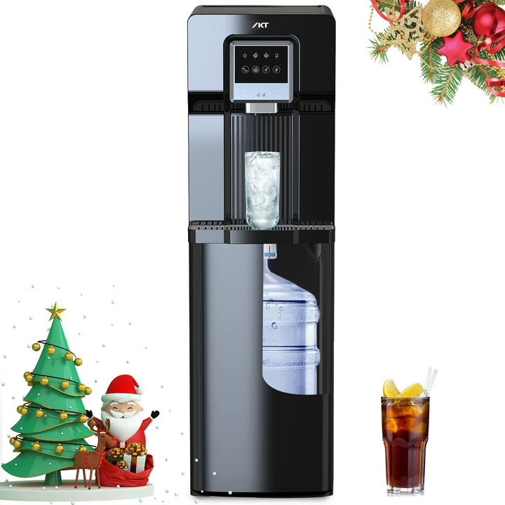 thumbnail video image 2 of IKT Water Cooler Dispenser with Ice Maker Bottom Loading 18lbs Daily Capacity, for Home/Office, Black (No Hot  Water), 2 of 11