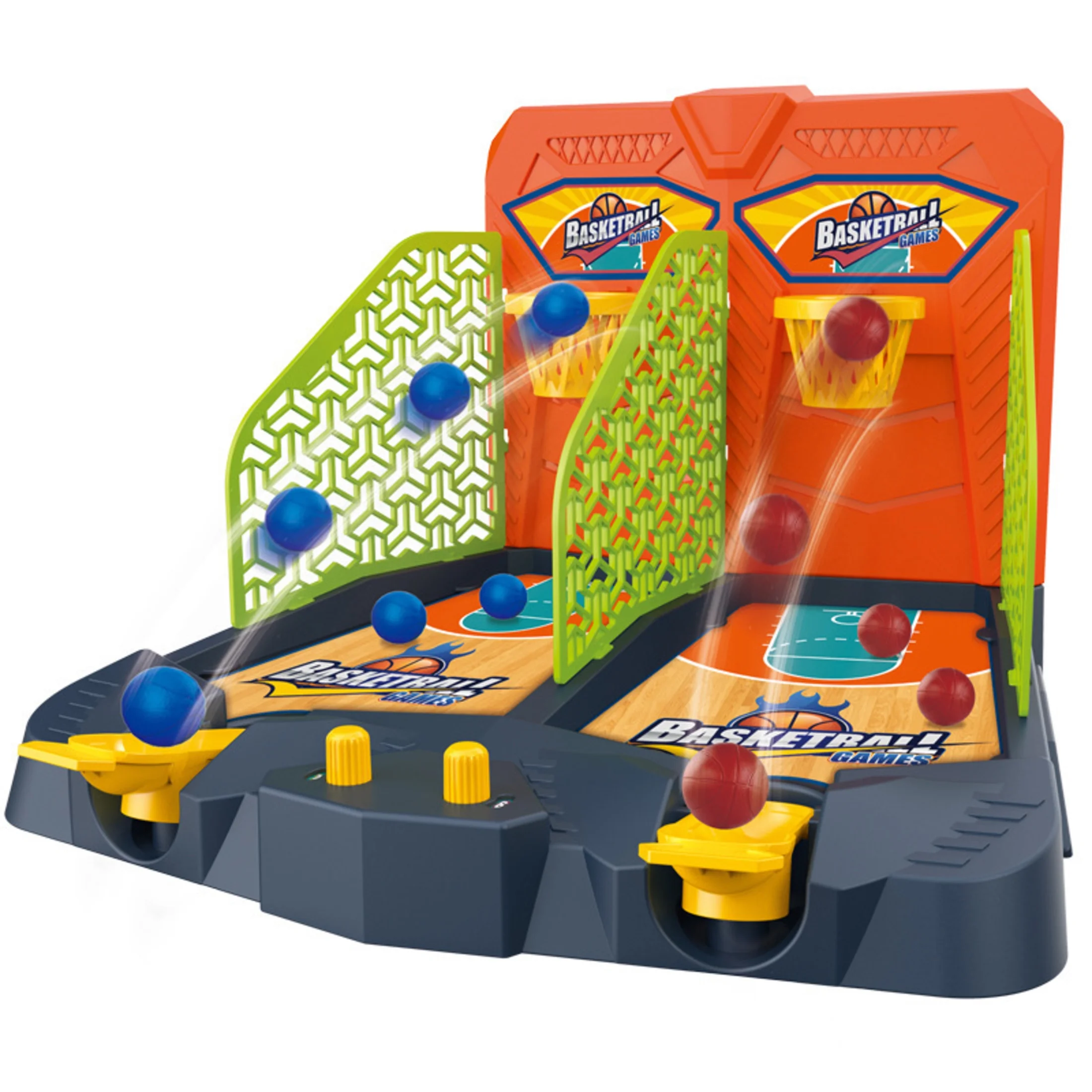 thumbnail video image 2 of Funtogether Tabletop Basketball Game Desktop Finger Shootout Hoops 2 Player with 10 Balls and Scorekeepers, 2 of 7