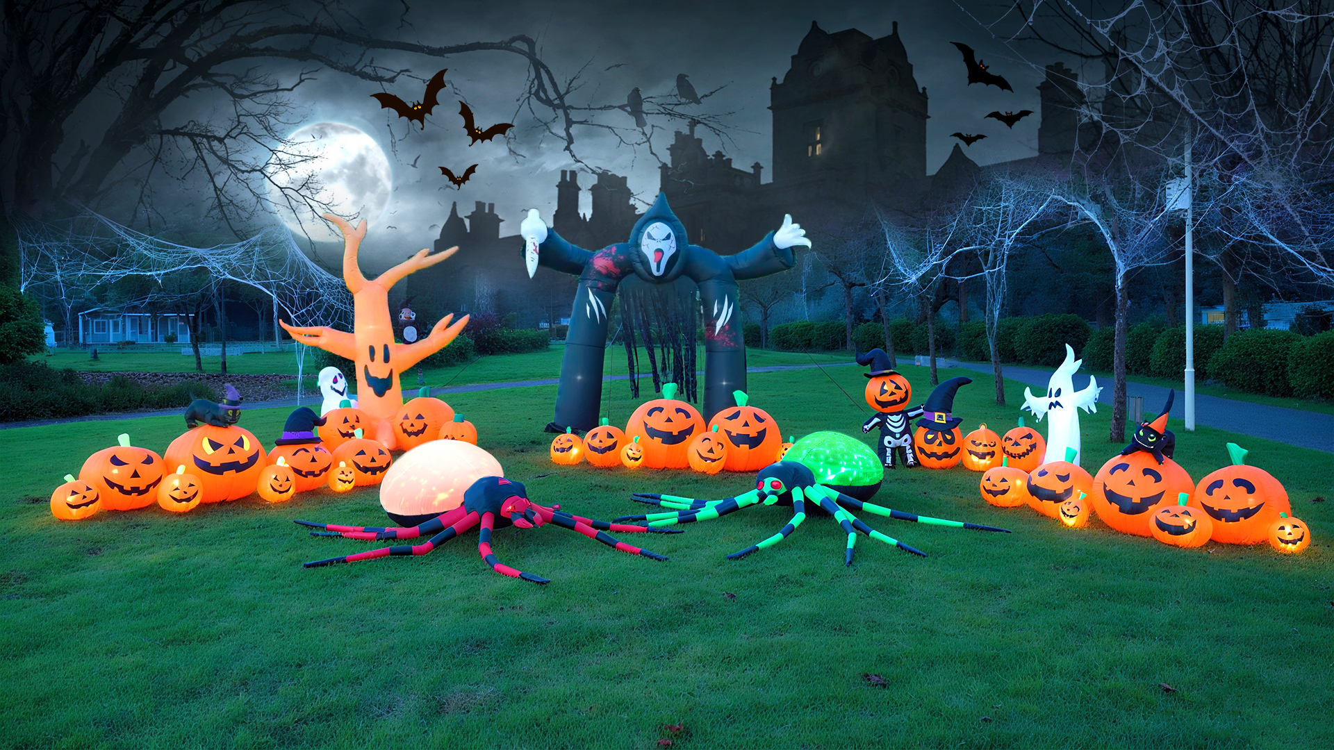 thumbnail video image 2 of Yexmas 8FT Halloween Inflatables Dead Tree,Outdoor Halloween Decorations with Built-in LED Lights,Halloween Blow Up Yard Decorations with Pumpkin,Ghost,and Owl, 2 of 11