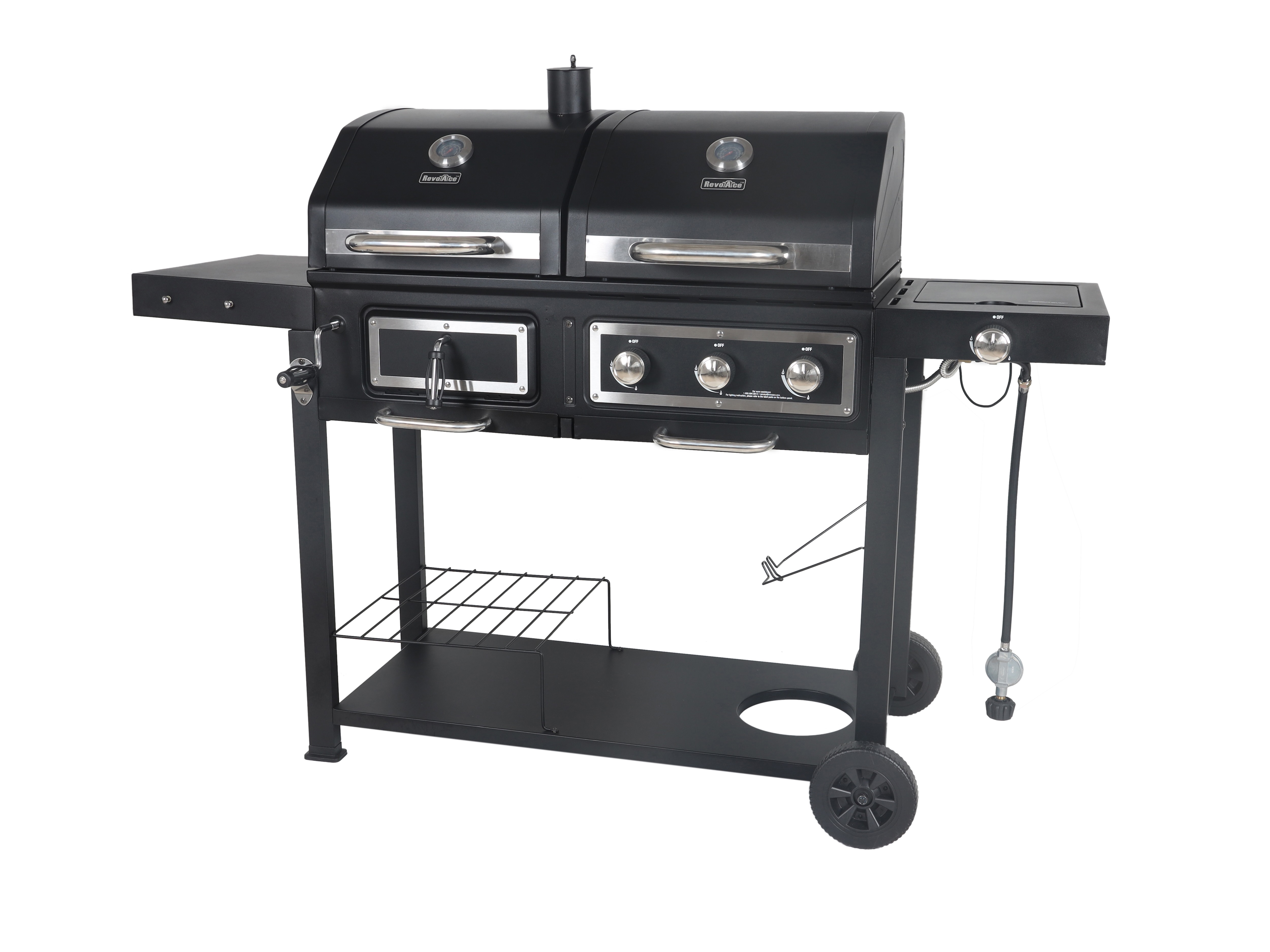 Expert Grill 3 Burner Gas & Charcoal Combo BBQ Grill, Black with